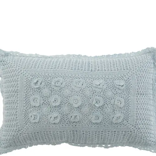 Coussin dentelles Flower - Coton - Bleu 51x30