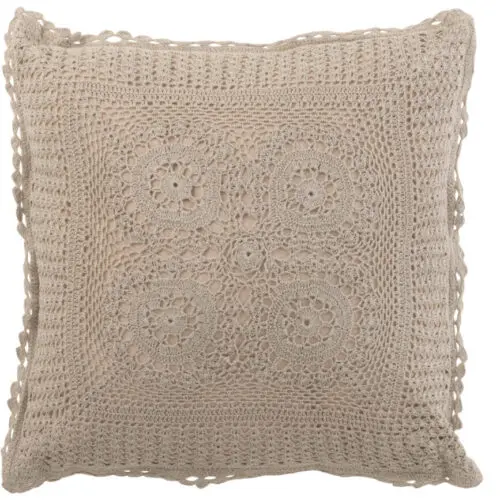 Coussin dentelles Bano - Coton - Taupe 44x44
