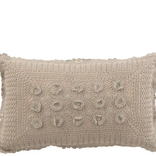 Coussin dentelles Flower - Coton - Taupe 51x30