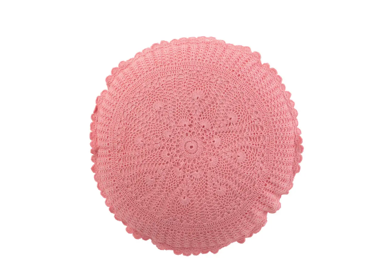 Coussin rond Mia - Coton - Rose 38x38