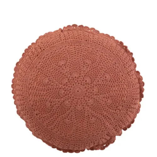 Coussin rond Mia - Coton - Marron 38x38
