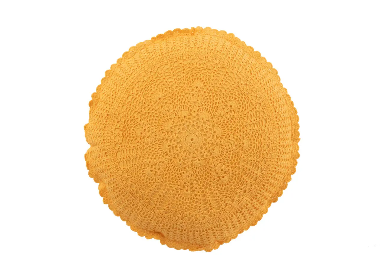 Coussin rond Mia - Coton - Jaune 38x38