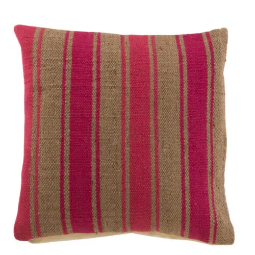 Coussin carré Anna - Jute - Rose fuschia 47,5x47,5