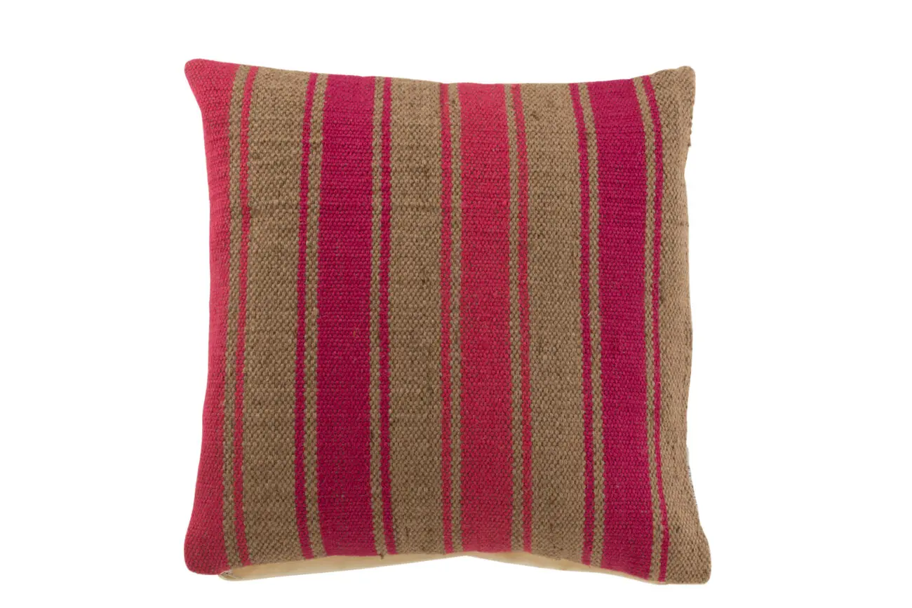 Coussin carré Anna - Jute - Rose fuschia 47,5x47,5