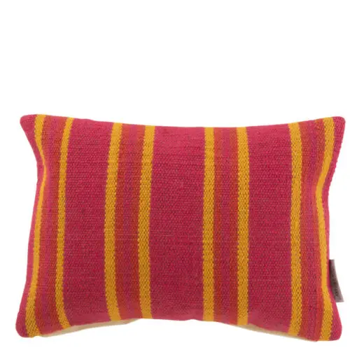 Coussin rectangulaire Anna - Jute - Rose/jaune 48,5x32,5