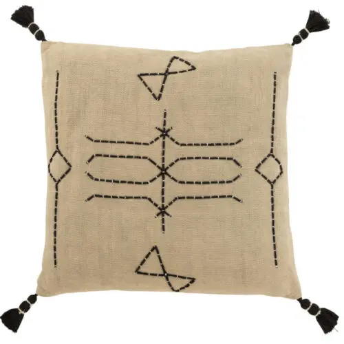 Coussin graphiques Jarry - Coton - Beige/noir 44,5x44,5
