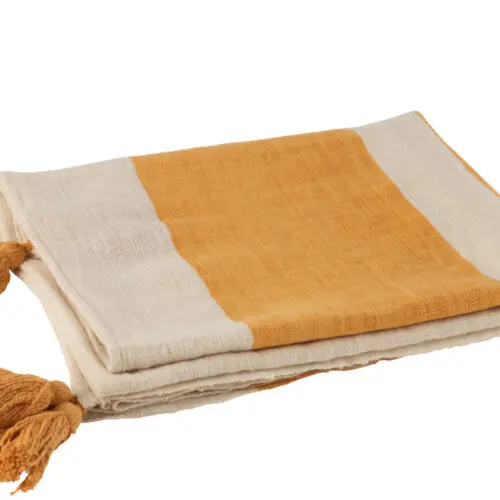 PLAID PLAGE RAYURE COTTON OCRE