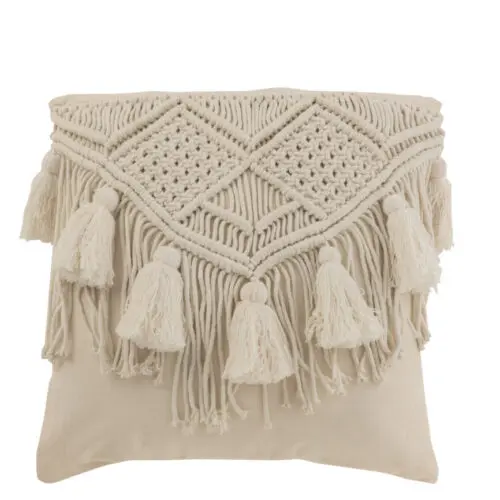 Coussin macramé Poli - Coton - Blanc cassé 45x45