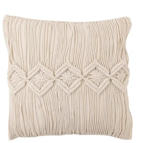 Coussin losanges reliefs Sadi - Coton - Blanc cassé 46x46