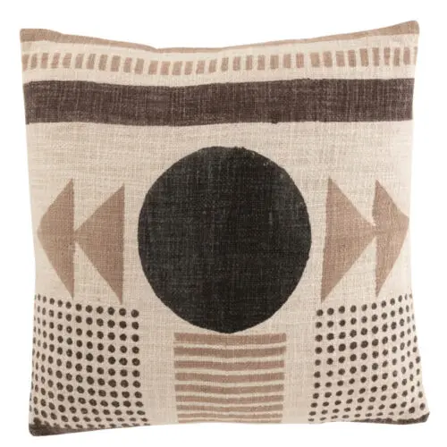 Coussin graphiques africains Basti - Coton - Beige/marron 43x43