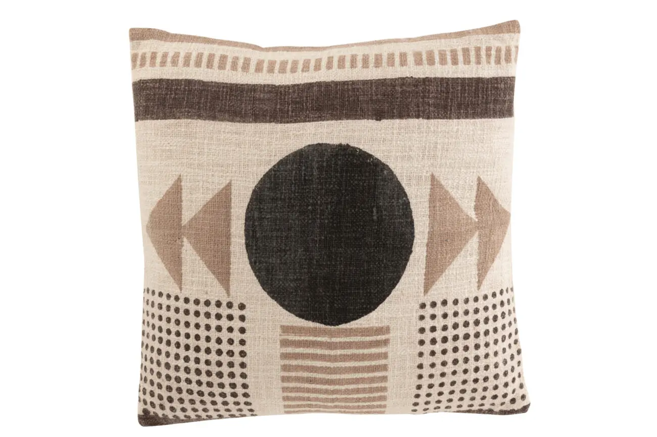 Coussin graphiques africains Basti - Coton - Beige/marron 43x43