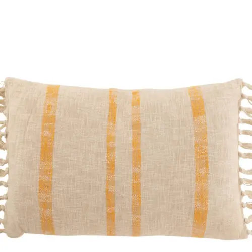 Coussin rayures Emma - Coton - Beige/ocre 74x40