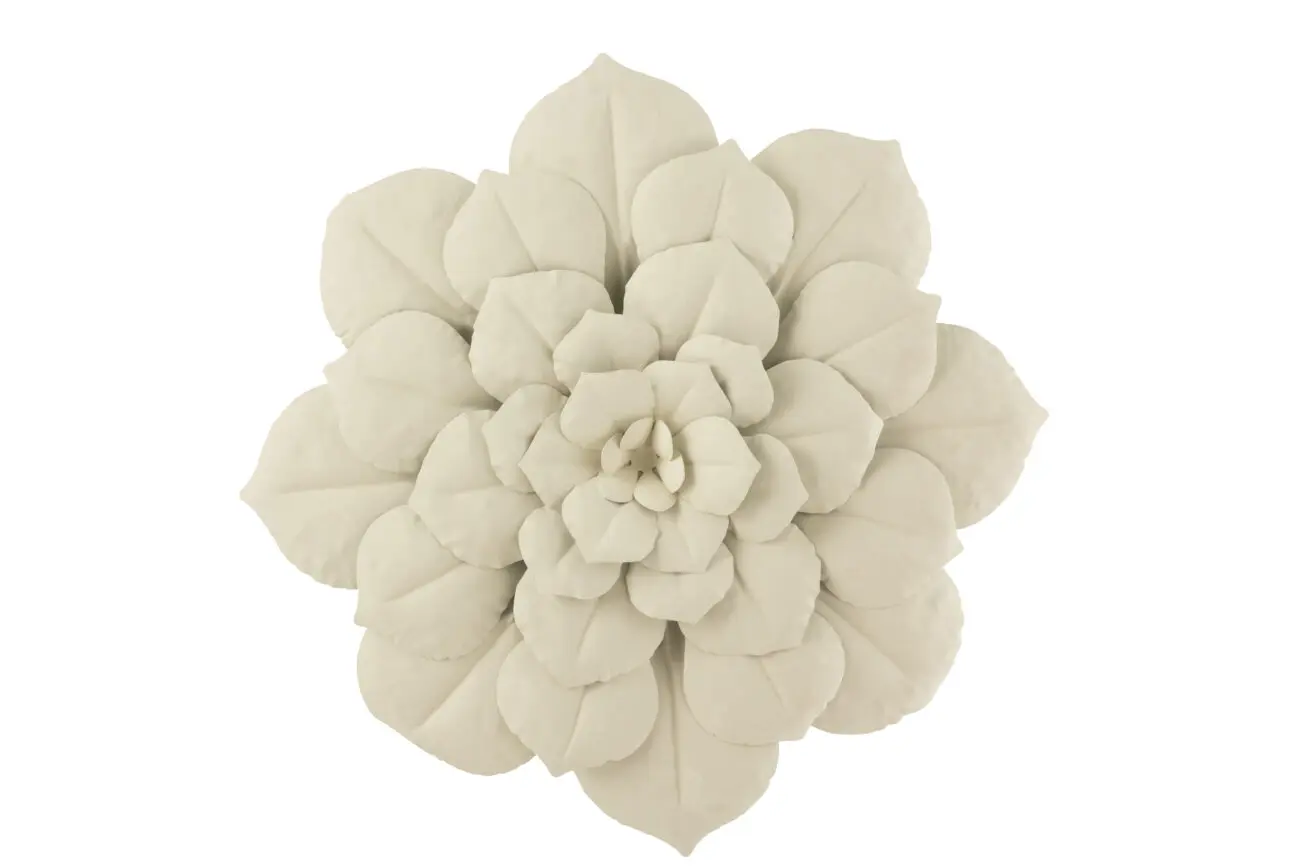 DECO MURALE FLEURS EN METAL BLANC LARGE