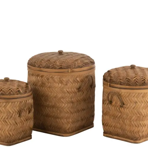 Panier rangement SET DE 3 PANIERS DE RANGEMENT EN BAMBOU NATUREL