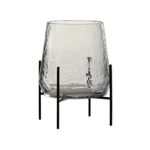 VASE + PIED IRREGULIER VERRE TRANSPARENT/NOIR SMALL
