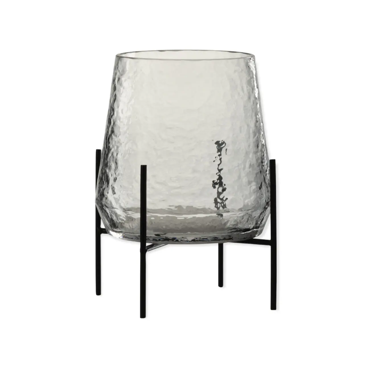VASE + PIED IRREGULIER VERRE TRANSPARENT/NOIR SMALL