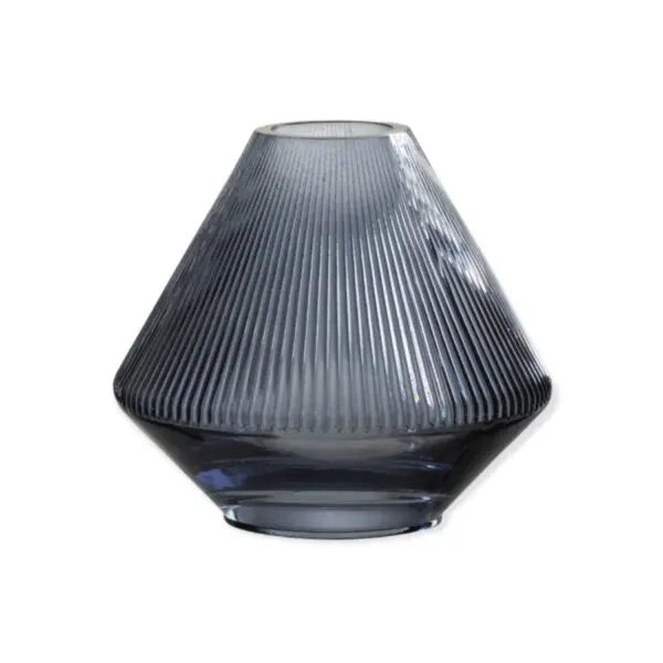 Vase nervures Lina - Verre - Bleu - S
