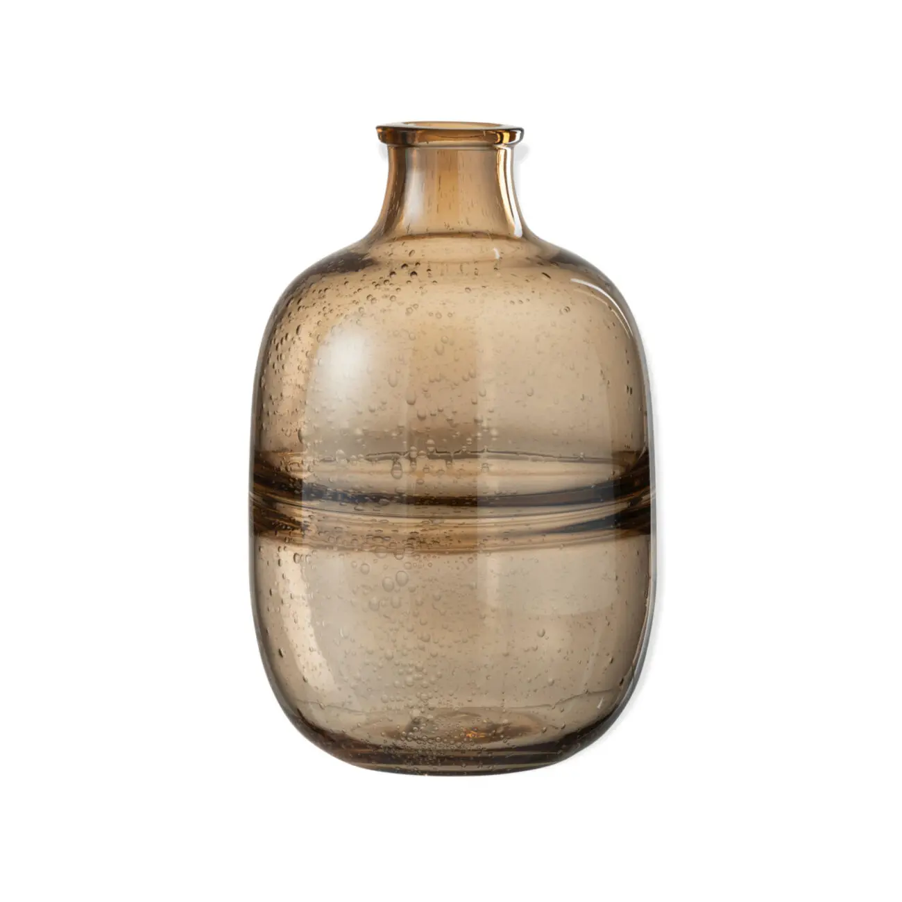 Vase rond nervure Arulo - verre - Ambre - S