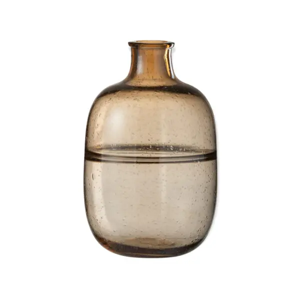 Vase rond nervure Arulo - verre - Ambre - L 35x24