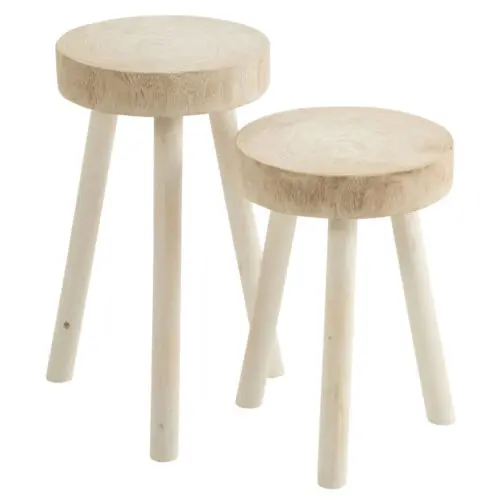 SET DE 2 TABOURETS PAULOWNIA BOIS BLANC
