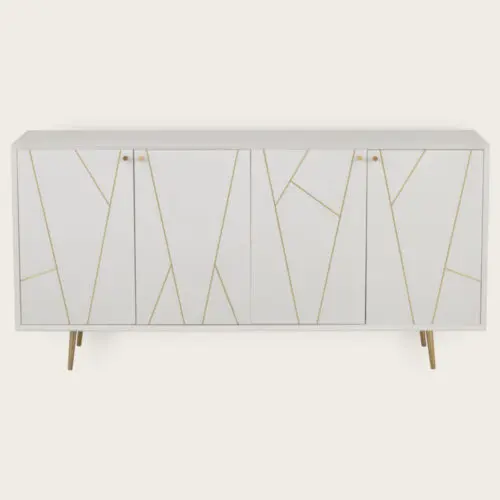 Buffet rayures blanc 4 portes Memphis L160