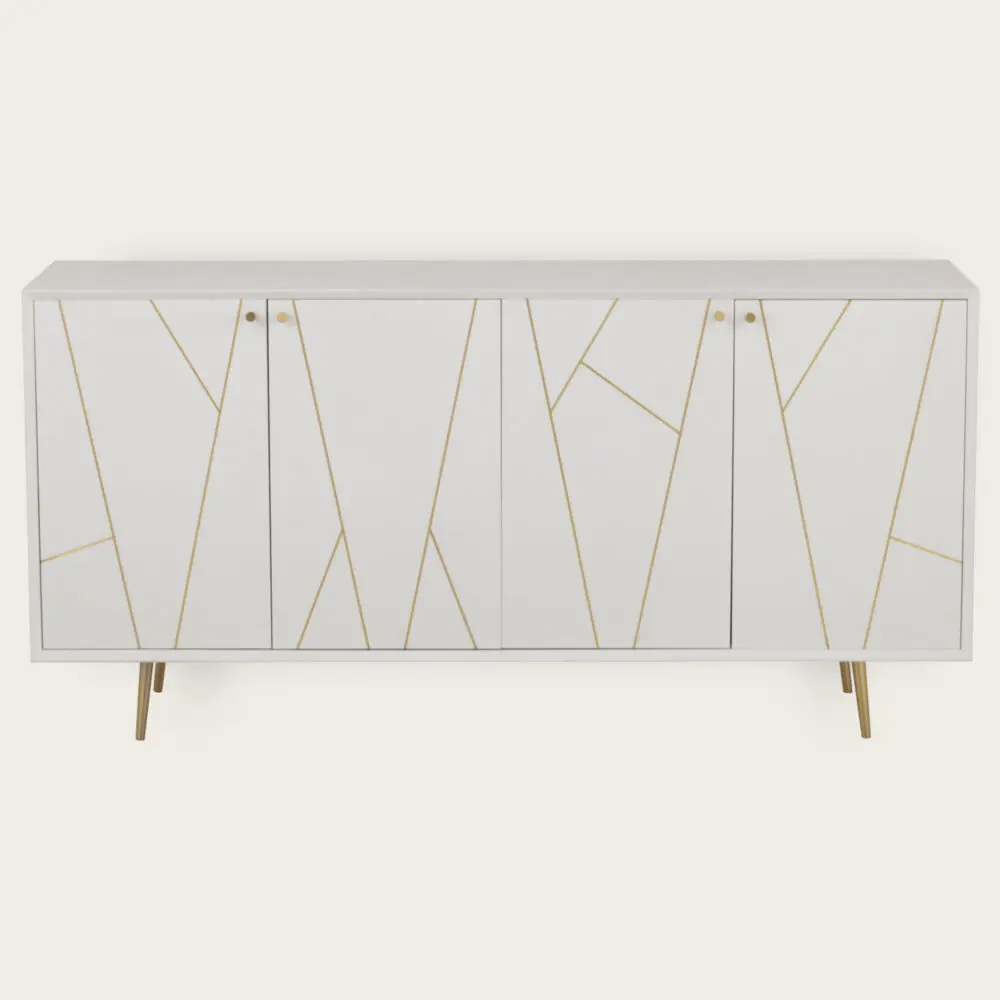 Buffet rayures blanc 4 portes Memphis L160