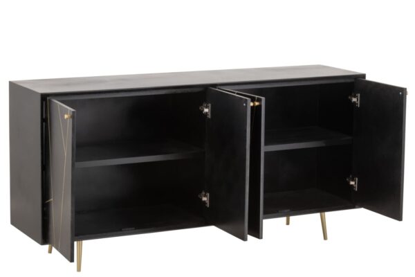 Buffet rayures noir 4 portes Memphis L160 – Image 2