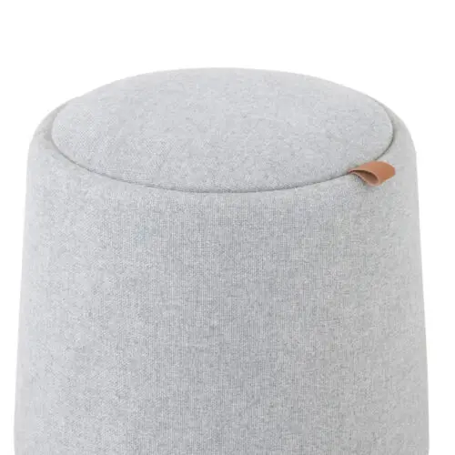 POUF/TABLE D'APPOINT ROND TEXTILE/BOIS GRIS CLAIR