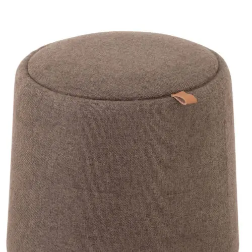 POUF/TABLE D'APPOINT ROND TEXTILE/BOIS BRUN