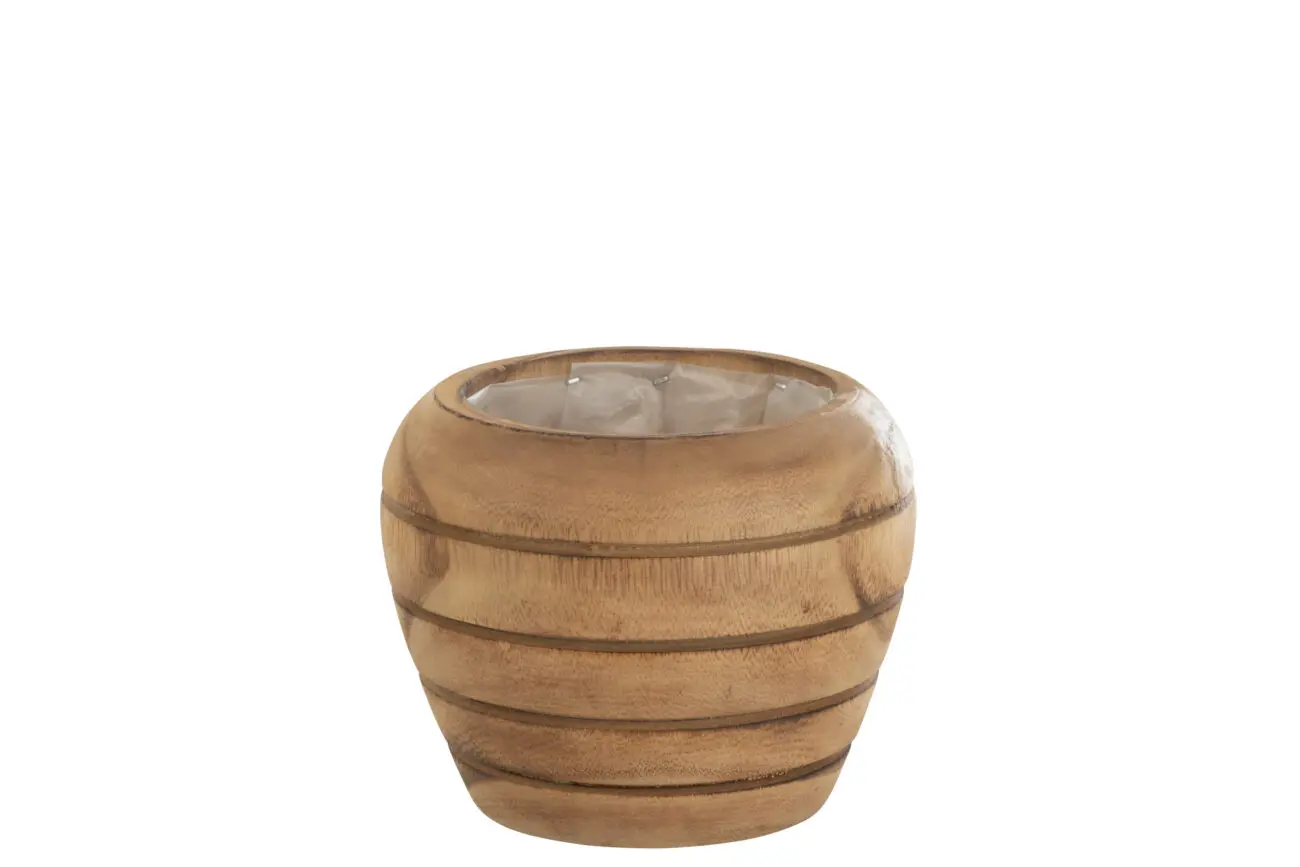 CACHE-POT RAYURES BOIS NATUREL SMALL