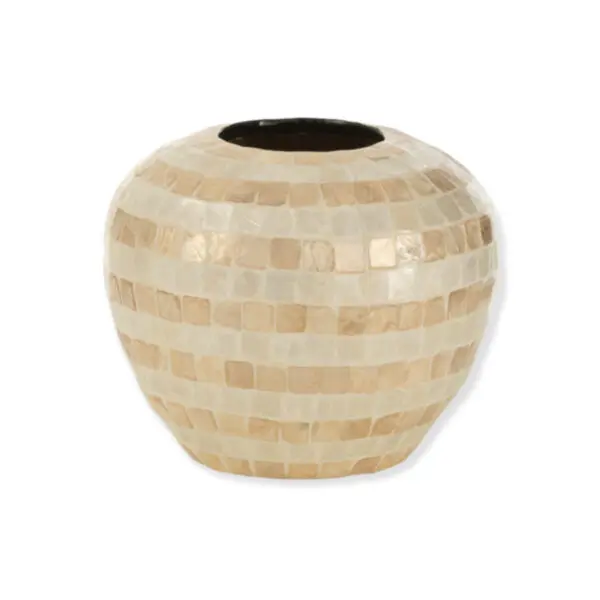 Vase boule - Mosaïque/bambou 26x21
