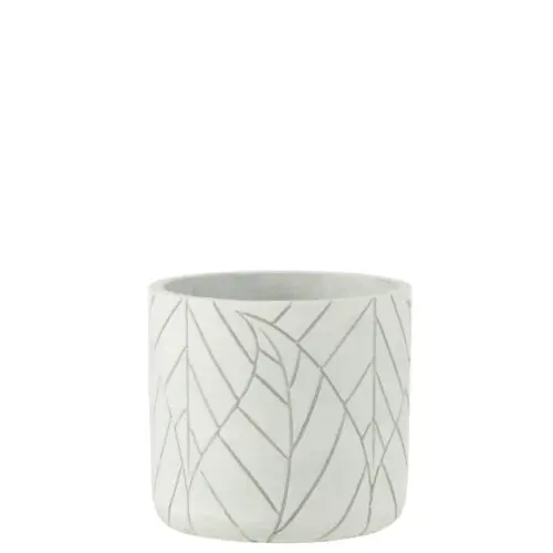 CACHEPOT FEUILLE CERAMIQUE BLANC/ARGENT SMALL