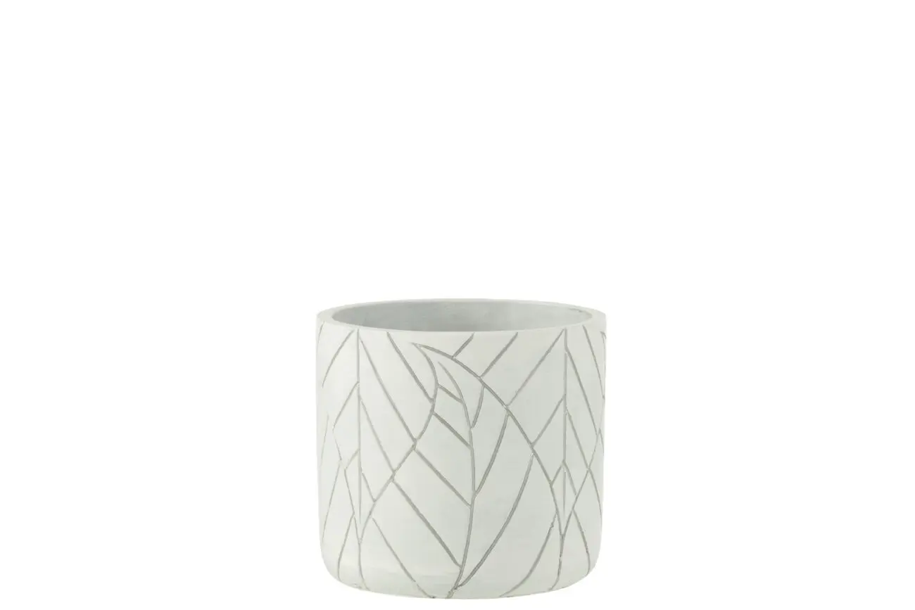 CACHEPOT FEUILLE CERAMIQUE BLANC/ARGENT SMALL
