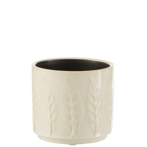 CACHEPOT FEUILLE CERAMIQUE BLANC SMALL