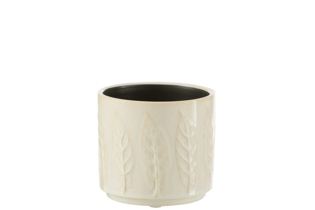 CACHEPOT FEUILLE CERAMIQUE BLANC SMALL
