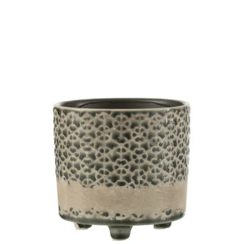 CACHEPOT MOSAIQUE CERAMIQUE GRIS/BLEU SMALL
