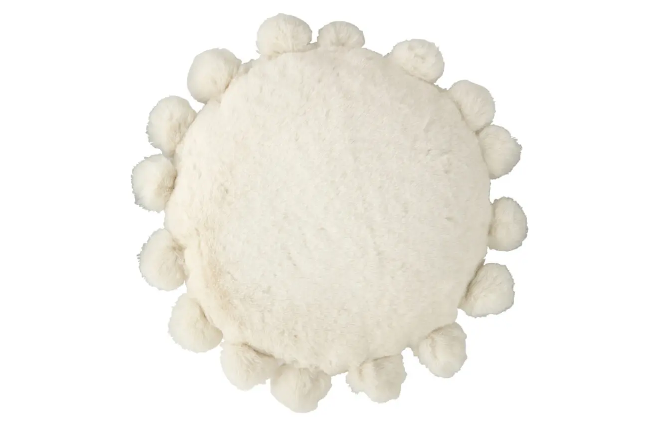 COUSSIN ROND BOULE POLYESTER BLANC