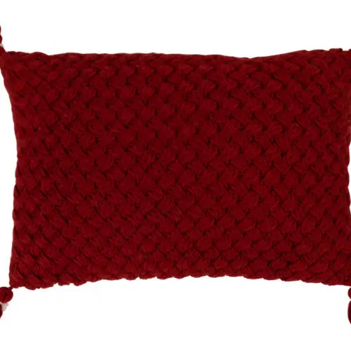 COUSSIN CROCHET FRANGE ACRYL ROUGE