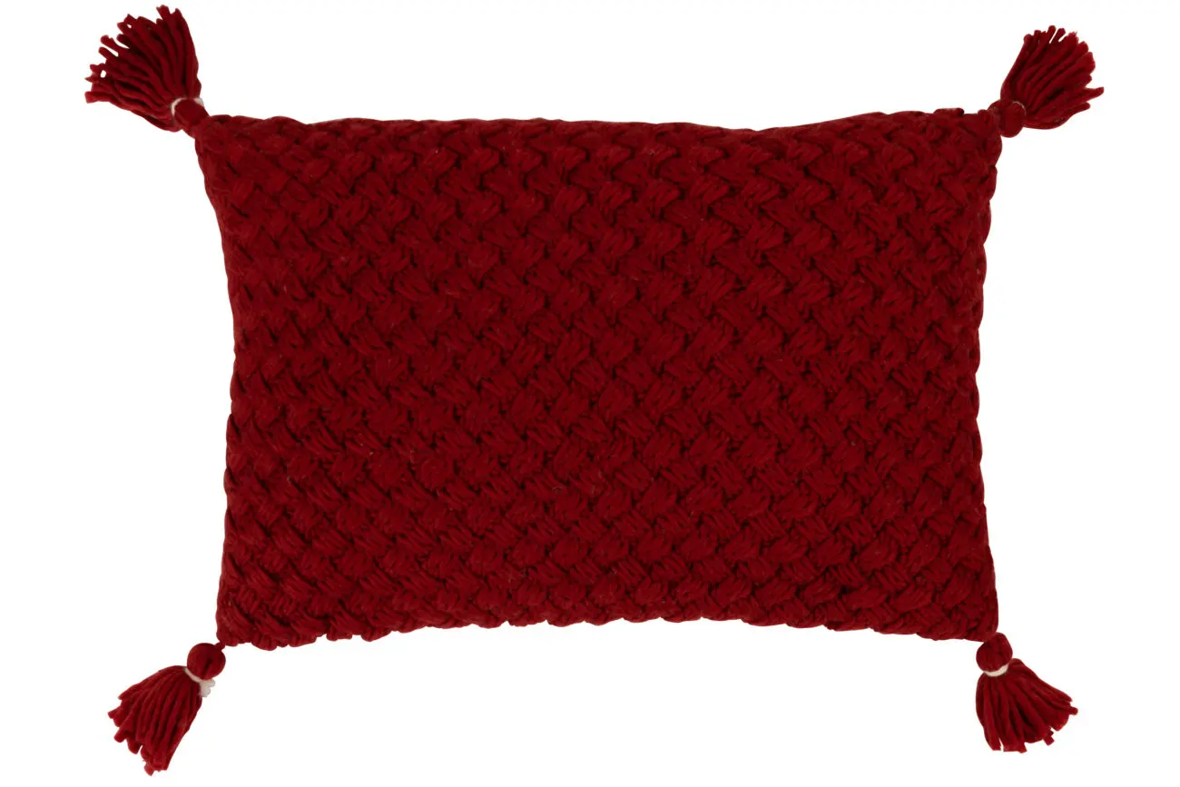 COUSSIN CROCHET FRANGE ACRYL ROUGE