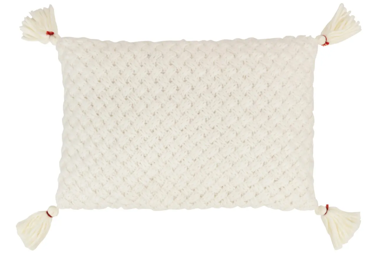 COUSSIN CROCHET FRANGE ACRYL BLANC