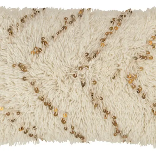 COUSSIN RECTANGLE PERLE COTON BLANC/OR