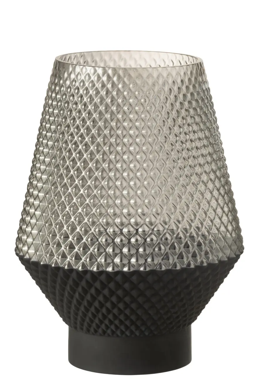 VASE MOTIF VERRE GRIS LARGE