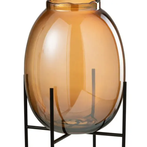 VASE SUR PIED VERRE MARRON LARGE