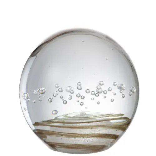 PRESSE PAPIER SPIRALE+ BULLES VERRE CUIVRE LARGE