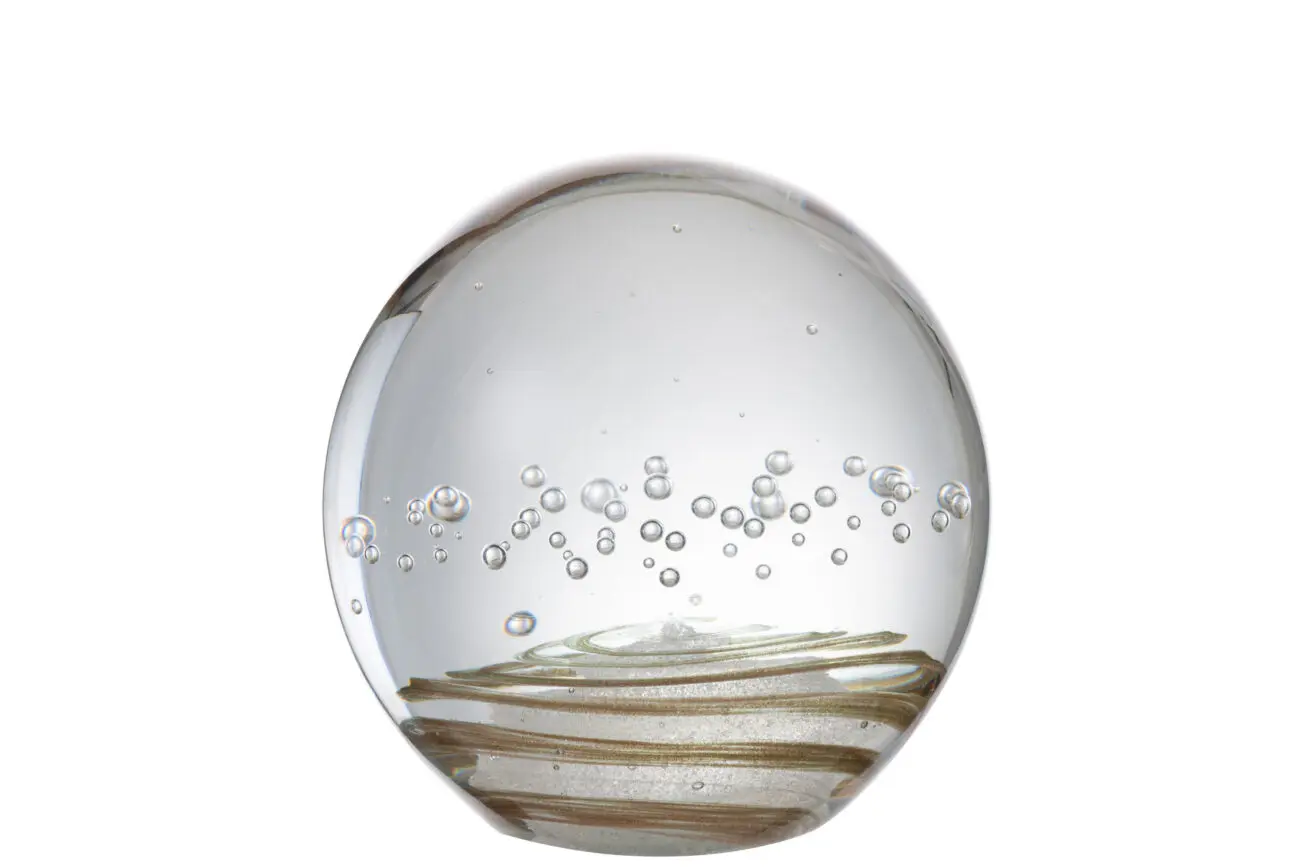 PRESSE PAPIER SPIRALE+ BULLES VERRE CUIVRE LARGE