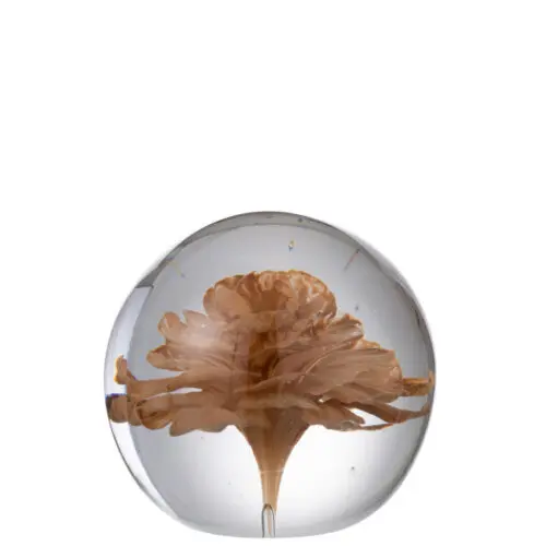 PRESSE PAPIER FLEUR VERRE BRUN MEDIUM