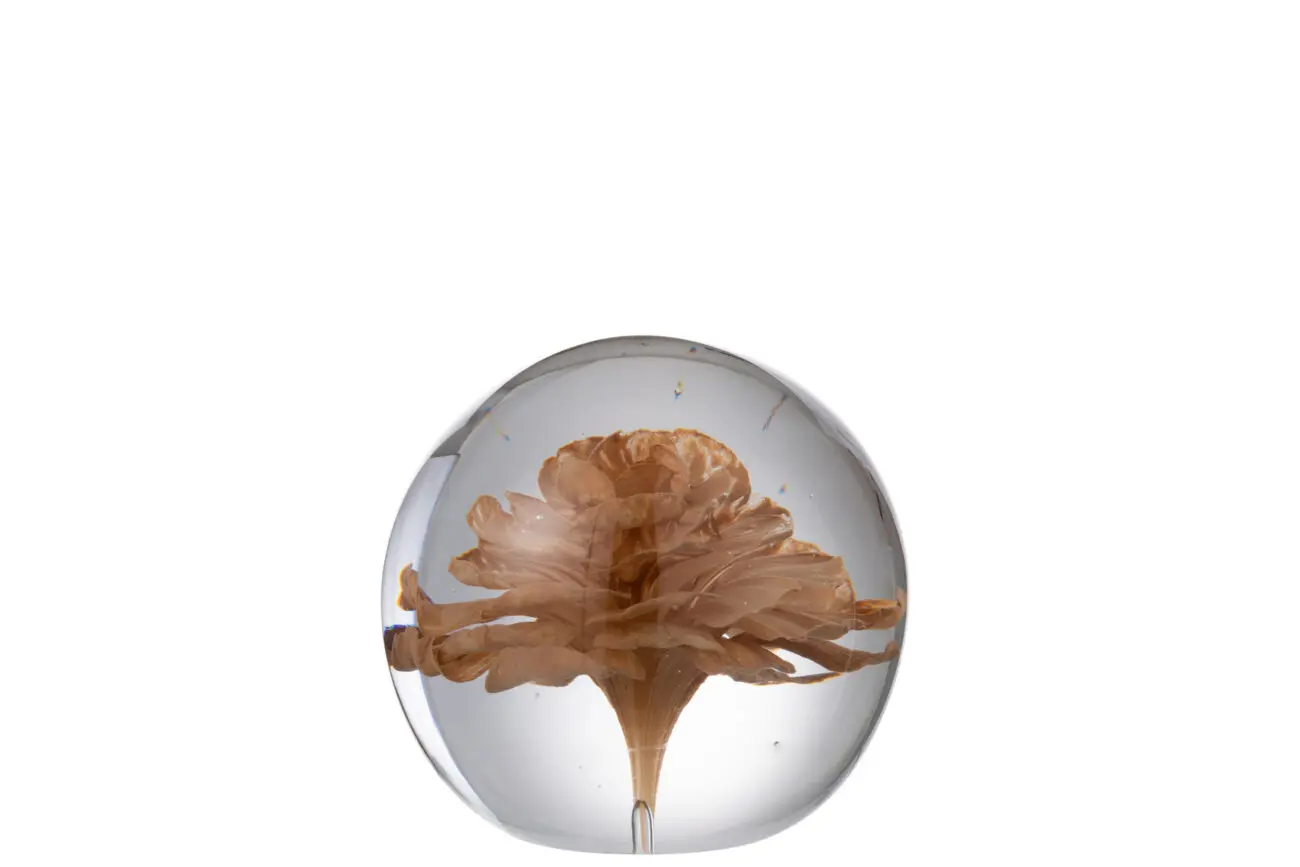 PRESSE PAPIER FLEUR VERRE BRUN MEDIUM