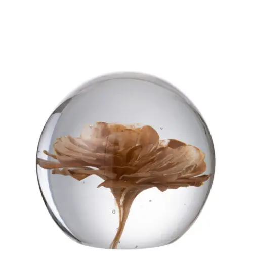 PRESSE PAPIER FLEUR VERRE BRUN LARGE