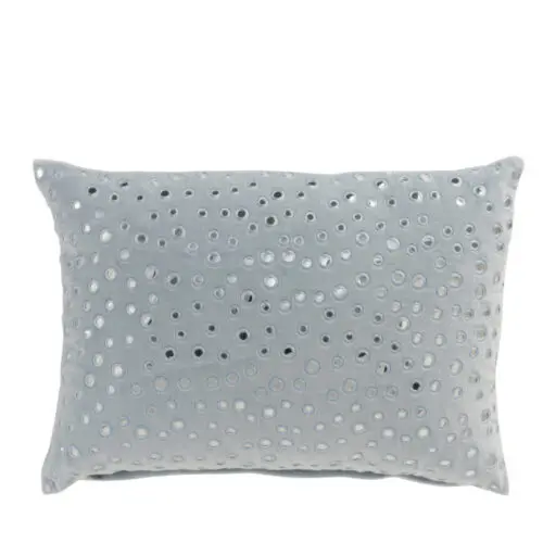 COUSSIN RECTANGULAIRE MIROIRS VELOURS BLEU CLAIR