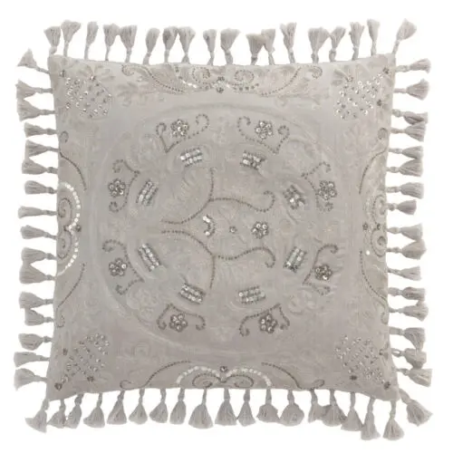 COUSSIN MAROCAIN FLOCHES VELOURS GRIS